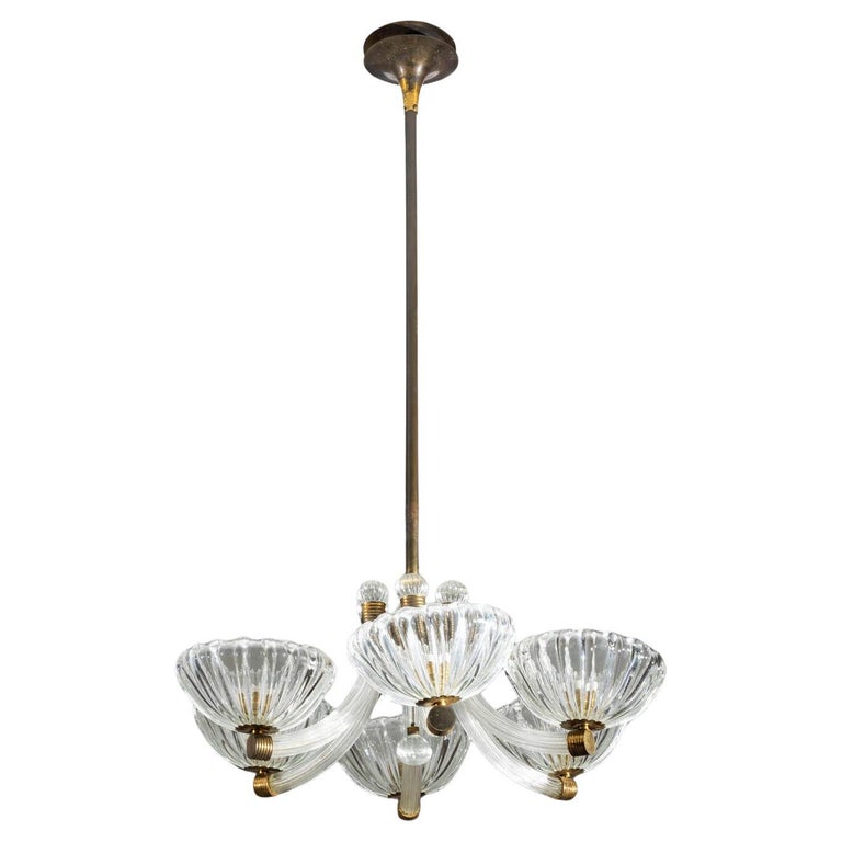 f_47852192_1764926261795_bg_processed Barovier & Toso, Lampada a sospensione a sei braccia, anni '50 - immagine 1